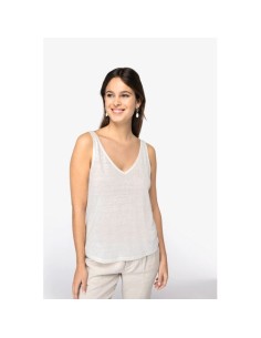 Camiseta de tirantes de lino mujer