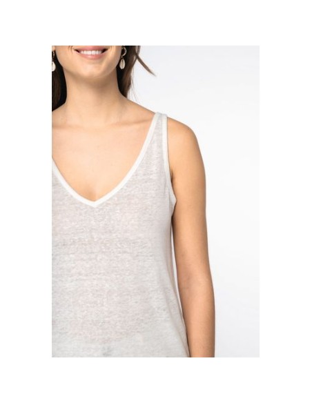 Camiseta de tirantes de lino mujer