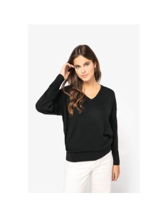 Jersey ecorresponsable cuello de pico de lyocell mujer