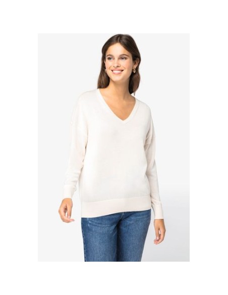 Jersey ecorresponsable cuello de pico de lyocell mujer