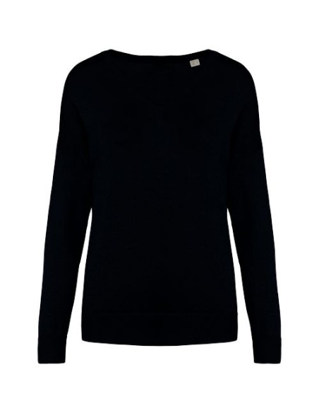 Jersey ecorresponsable cuello de pico de lyocell mujer