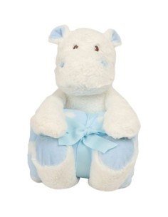 Hipopótamo de peluche con manta