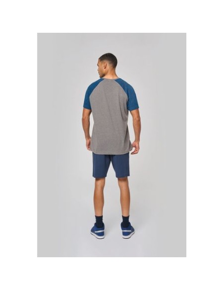 Camiseta bicolor triblend de deporte manga corta adulto