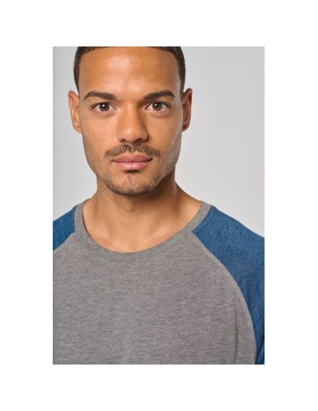 Camiseta bicolor triblend de deporte manga corta adulto