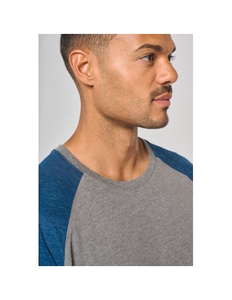 Camiseta bicolor triblend de deporte manga corta adulto