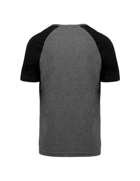 Camiseta bicolor triblend de deporte manga corta adulto