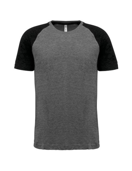 Camiseta bicolor triblend de deporte manga corta adulto