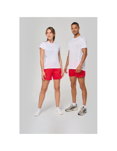 Camiseta de deporte bimaterial manga corta mujer