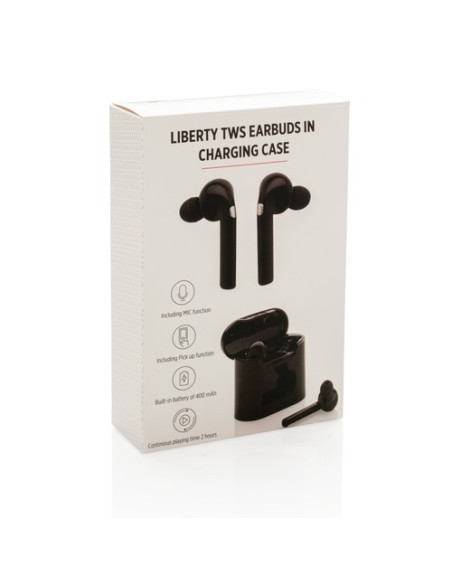 Auriculares inalámbricos Liberty en caja de carga