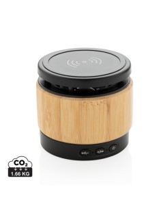 Altavoz y cargador inalámbrico bambú