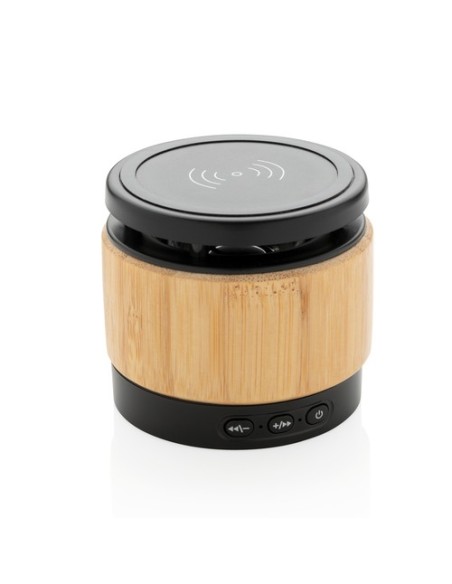 Altavoz y cargador inalámbrico bambú