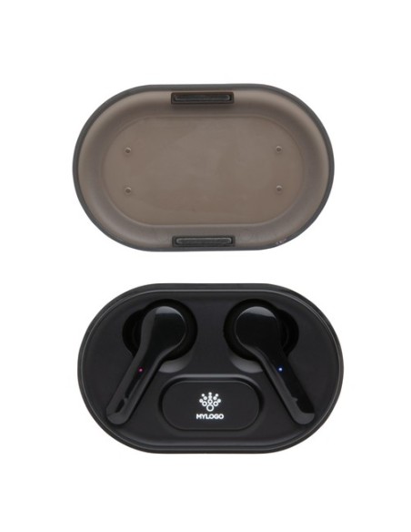 Auriculares TWS con logotipo iluminado en estuche de carga