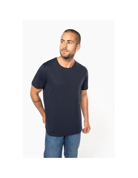 Camiseta orgánica con cuello sin costuras y manga corta hombre