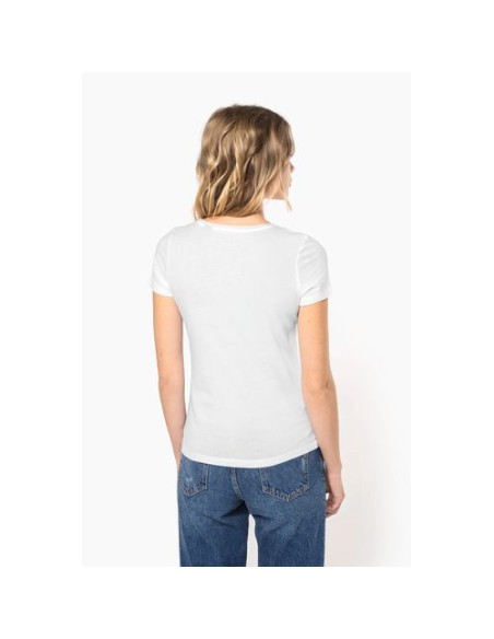 Camiseta orgánica con cuello sin costuras y manga corta mujer