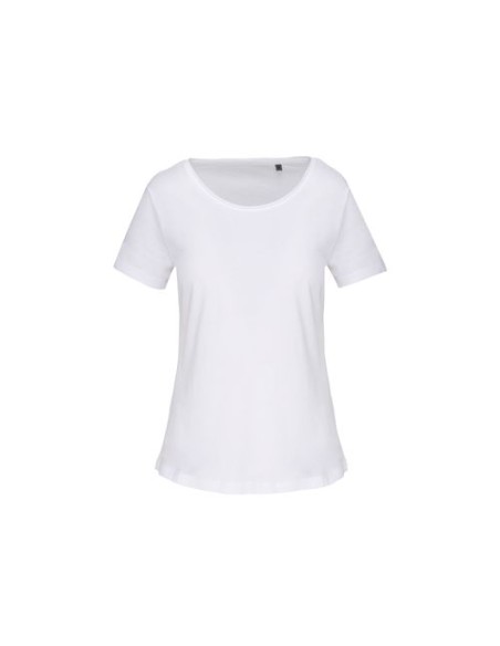 Camiseta orgánica con cuello sin costuras y manga corta mujer