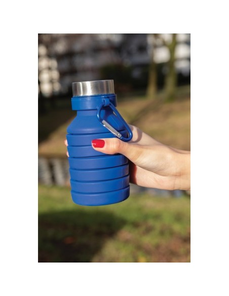 Botella de silicona plegable antigoteo con tapa