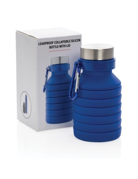 Botella de silicona plegable antigoteo con tapa