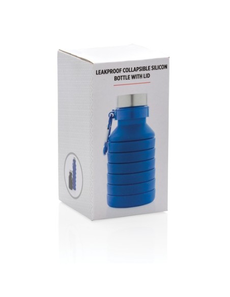 Botella de silicona plegable antigoteo con tapa