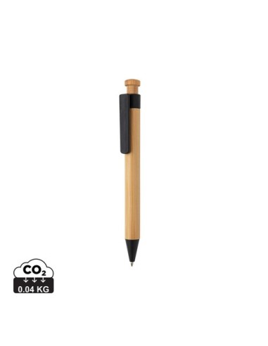 Bolígrafo de bambú con clip de trigo