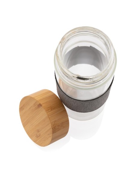 Botella Impact de vidrio de borosilicato con bambú