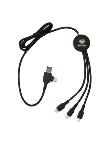 Cable 6 en 1 con logo iluminado