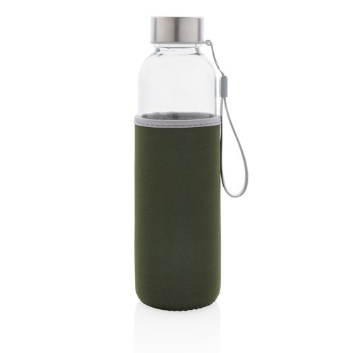 Botella de vidrio con funda de neopreno