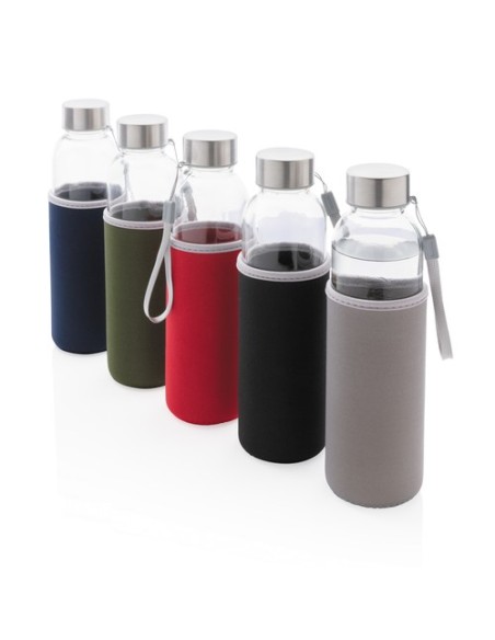 Botella de vidrio con funda de neopreno