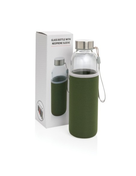 Botella de vidrio con funda de neopreno