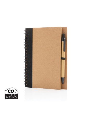 Cuaderno de espiral kraft con bolígrafo