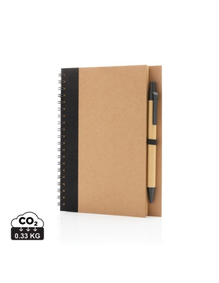 Cuaderno de espiral kraft con bolígrafo