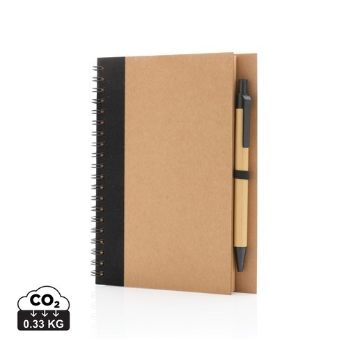 Cuaderno de espiral kraft con bolígrafo