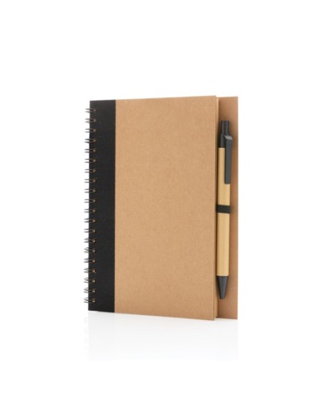 Cuaderno de espiral kraft con bolígrafo