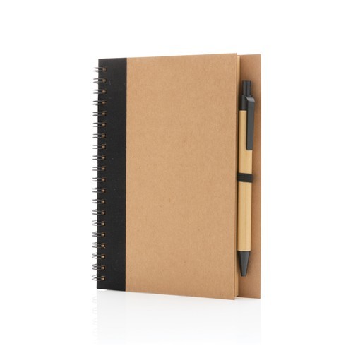 Cuaderno de espiral kraft con bolígrafo