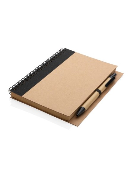 Cuaderno de espiral kraft con bolígrafo