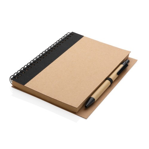 Cuaderno de espiral kraft con bolígrafo