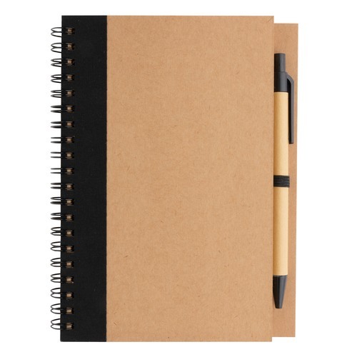 Cuaderno de espiral kraft con bolígrafo