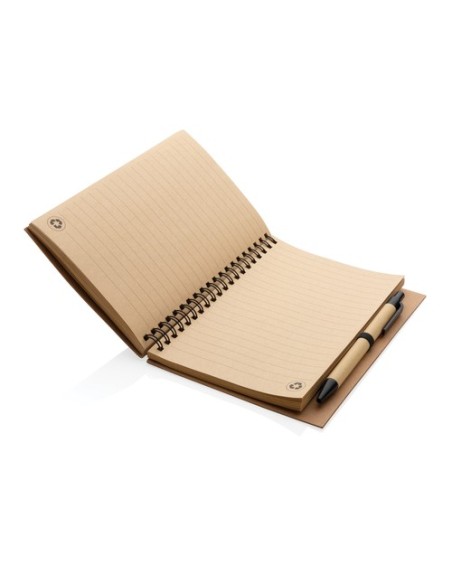 Cuaderno de espiral kraft con bolígrafo