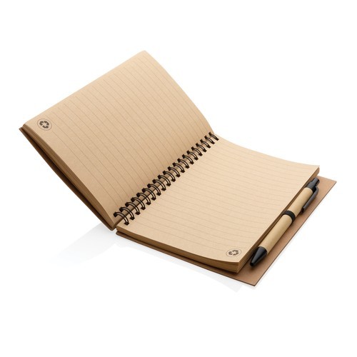 Cuaderno de espiral kraft con bolígrafo