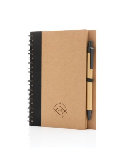 Cuaderno de espiral kraft con bolígrafo