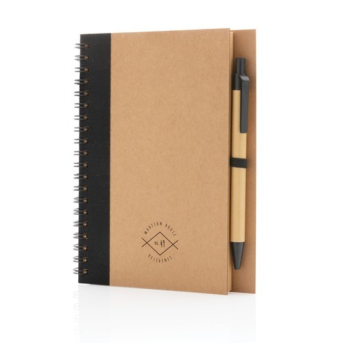 Cuaderno de espiral kraft con bolígrafo