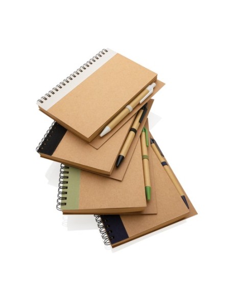 Cuaderno de espiral kraft con bolígrafo