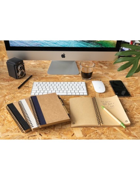 Cuaderno de espiral kraft con bolígrafo