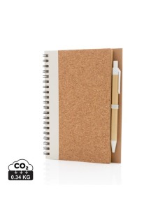 Libreta espiral de corcho con bolígrafo
