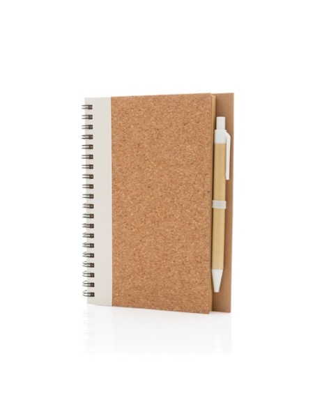 Libreta espiral de corcho con bolígrafo