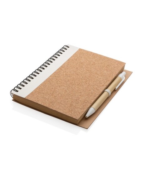 Libreta espiral de corcho con bolígrafo