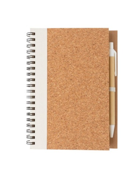 Libreta espiral de corcho con bolígrafo
