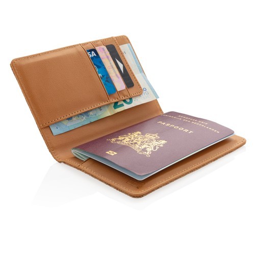 Cartera pasaporte RFID de corcho