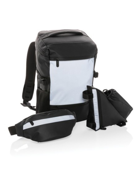 Bolsa bicicleta de alta visibilidad de PU con portabotella