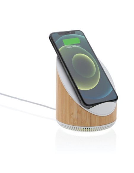 Altavoz bambú Ovate de 5W con cargador inalámbrico de 15W