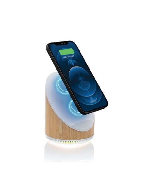 Altavoz bambú Ovate de 5W con cargador inalámbrico de 15W